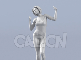 低面多边形卡通人物双手点赞的女人模型