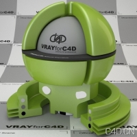 vray for c4d材质：Frog green glossy Plastic