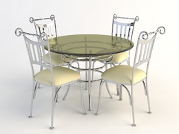 欧式铁艺桌椅 玻璃桌椅C4D模型 Tables and chairs -030 3d model