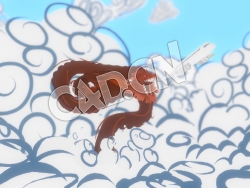 C4D卡通龙场景模型 Red Dragon in the Clouds
