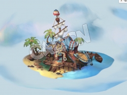 C4D卡通海洋孤岛小木屋模型 Sea House