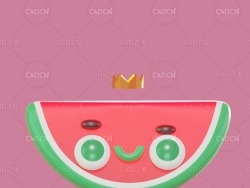 卡通西瓜男孩角色模型 sandia