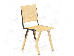 木椅单人休闲椅餐椅实木椅子靠背椅C4D模型Wooden Chair 3