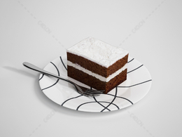 一块双层奶油蛋糕C4D模型下载