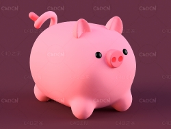 粉色玩偶小猪C4D模型pig