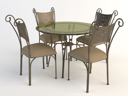欧式铁艺桌椅 玻璃桌椅C4D模型 Tables and chairs -033 3d model
