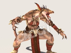 C4D魔兽动物蜥蜴战士模型（包含骨骼绑定动画) LizardF_A01_SK_MRV 3D Model