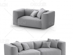 灰色客厅沙发双人单人沙发C4D模型 sofa 3d model