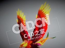 C4D飞翔的火凤凰模型 Phoenix