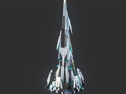 未来科幻创意摩天大楼建筑c4d模型 Sci-Fi Futuristic Future Fantasy City Building-3