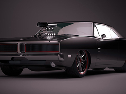 肌肉车道奇战马汽车C4D模型 Dodge Charger 1969 Custom 3D Model