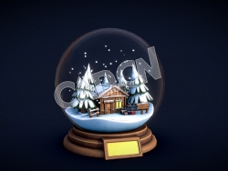 C4D下雪小木屋雪球圣诞球模型 Christmas Ball