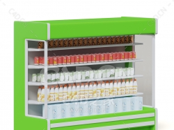 C4D商场超市牛奶饮料冰箱货柜模型下载green market fridge