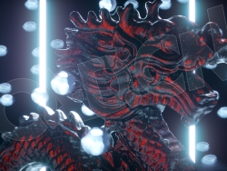 C4D OCTANE中国龙雕塑逆光景深效果渲染模型