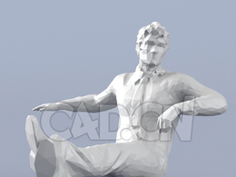 低面多边形卡通人物坐在上的男人模型