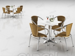 藤椅方桌C4D模型