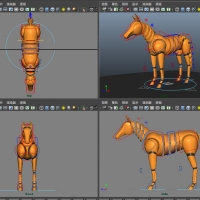 玛雅模型：绑定好的马 horseRig