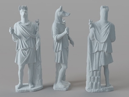梵蒂冈博物馆人身兽头石头雕塑C4D模型 Vatican Museums Hermanubis