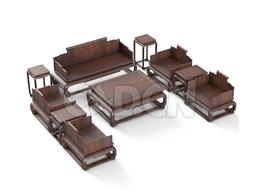 明清风格客厅桌椅十件套中式古典家具