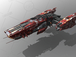 C4D歼击机指挥官舰飞船科幻飞行器太空船外星战舰模型Destroyer MB3