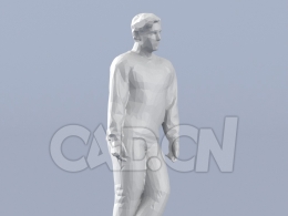 低面多边形卡通人物双腿交叉站立的男人模型