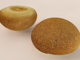 圆形烤面包C4D模型 bun 3d model