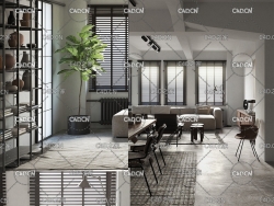 C4D室内模型：客厅 living room