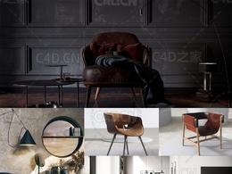 129个C4D OC室内渲染材质球预设布料玻璃金属石头塑料木头材质Octane Texture Pack 6: Interior Design