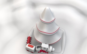 卡通圣诞列车、卡通小火车、卡通雪松C4D模型