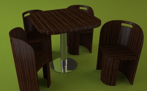 简约实木餐桌椅C4D模型（c4d for vray）Dining table and chair