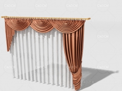 C4D带窗幔的窗帘纱窗模型 Curtain 3D Model-39