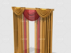 C4D客厅窗帘卧室窗帘室内窗帘模型 Curtain 3D Model-54