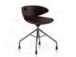 木制转椅现代椅子餐椅办公椅单人椅C4D模型Wooden Swivel Chair