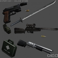 游戏兵器：刀、枪、手榴弹3D模型：Newheres Weapon models FREE