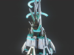 未来科幻创意摩天大楼建筑c4d模型 Sci-Fi Futuristic Future Fantasy City Building-4