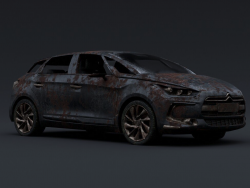 生锈报废的雪铁龙汽车C4D模型Black car