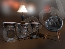 复古红木家具模型-椅子 桌子 花瓶 some furniture