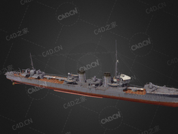 日本帝国海军神风级驱逐舰一号舰神风应急驱逐舰C4D模型下载Fujin 3d model