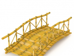 高品质东方传统竹桥3D模型含完整材质贴图支持.blend .c4d .obj格式适用于景观设计游戏环境