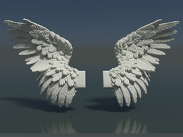 石头翅膀雕塑3D模型 Cubebrush – Wings