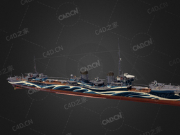 日本海军神风R级驱逐舰C4D模型下载Kamikaze R 3d model