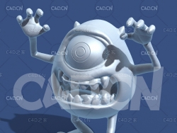 惊吓大眼仔动漫卡通角色雕塑C4D模型 Mike Wazowski