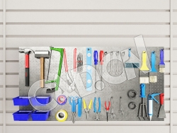 C4D工具墙工具板悬挂的工具模型