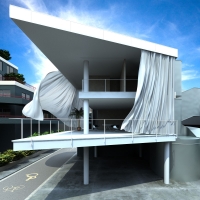 室外建筑模型：时尚别墅C4D模型