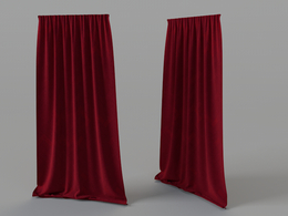 红色窗帘布C4D模型 Curtain 3d model