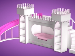 C4D儿童卡通床模型 城堡床 游乐场儿童床C4D模型 Castle Bed