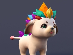 身上长满七彩水晶石的小狗卡通角色模型Geo_v1.0