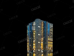 夜间摩天大楼办公楼写字楼C4D模型 Archmodels Vol.103_Night Skyscrapers - model-73