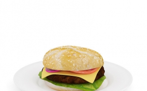 汉堡C4D模型 3D BURGER ON PLATE