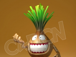 伸手微笑的洋葱头卡通角色C4D模型 onion